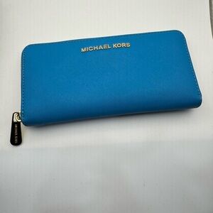 Michael Kors Turquoise Wallet with Gold Accents